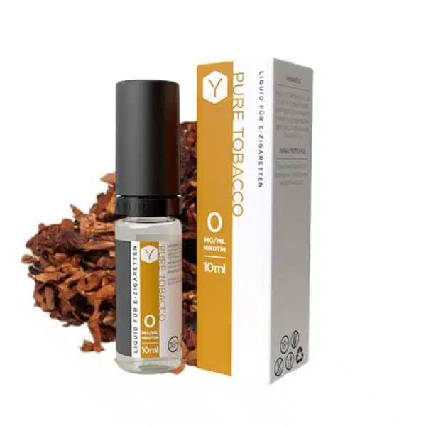 LYNDEN Pure Tobacco Liquid 10 ml Flasche und Verpackung vor Tabakblättern