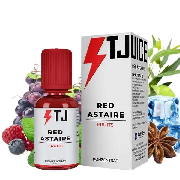 Red Astaire Aroma zum selber mischen von E-Zigaretten Liquid mit dem Geschmack von roten Beeren, Traube, Anis, Menthol und Eukalyptus.