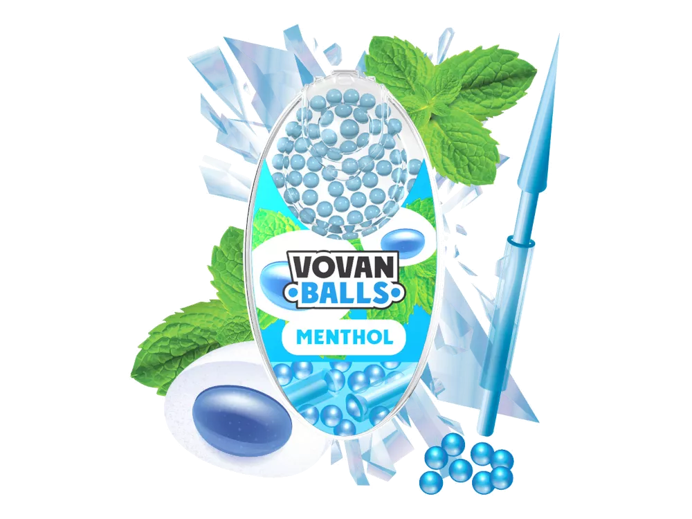 Vovan Balls Aromakapseln Menthol – Dose mit 100 Menthol Kugeln und Einführ-Stick