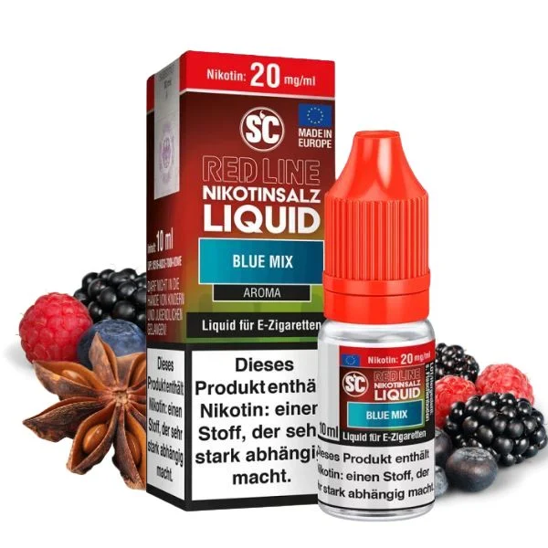 SC Red Line Blue Mix Nikotinsalz Liquid 10ml Flasche mit blauem Etikett und fruchtigem Beerenmix