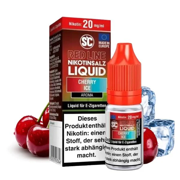 SC Red Line Cherry Ice Nikotinsalz Liquid 10ml Flasche mit rotem Etikett und fruchtig-kühlem Kirscharoma