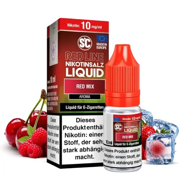 SC Red Line Red Mix Nikotinsalz Liquid 10ml Flasche mit rotem Etikett und Beerenaroma