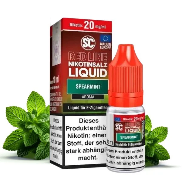 SC Red Line Spearmint Nikotinsalz Liquid 10ml Flasche mit grünem Etikett und Spearmint-Aroma