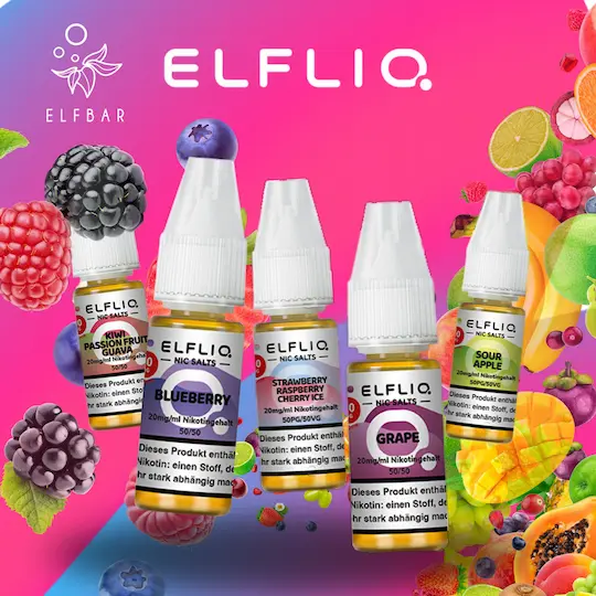Banner mit ElfBar ELFLIQ Liquids und Früchten