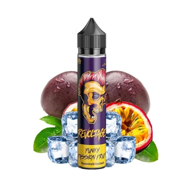 Revoltage Punky Passion Fruit Longfill Aromaflasche mit Passionsfrüchten und Eiswürfel