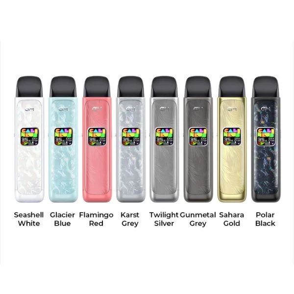 Uwell Caliburn G4 Pod Kit in allen acht verfügbaren Farben mit Farbdisplay und Stick-Design