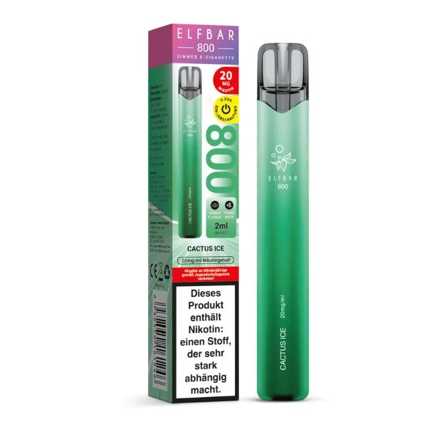 ElfBar 800 Cactus Ice Einweg Vape inklusive Verpackung – 20mg Nikotin, 800 Züge