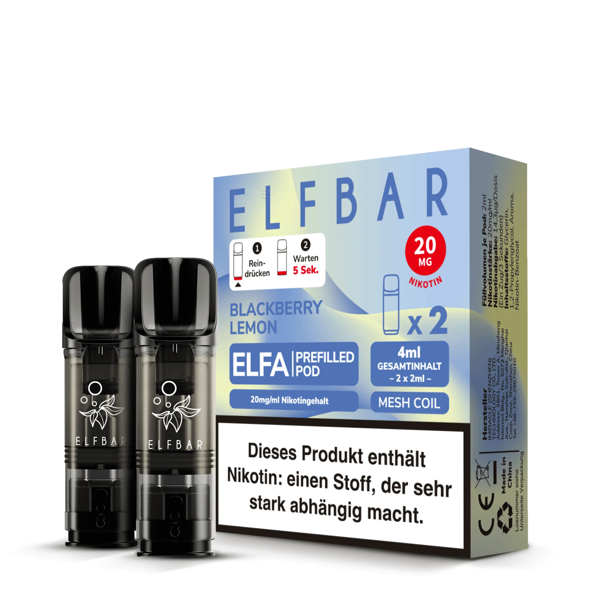 ElfBar ELFA Pods Blackberry Lemon mit Umverpackung
