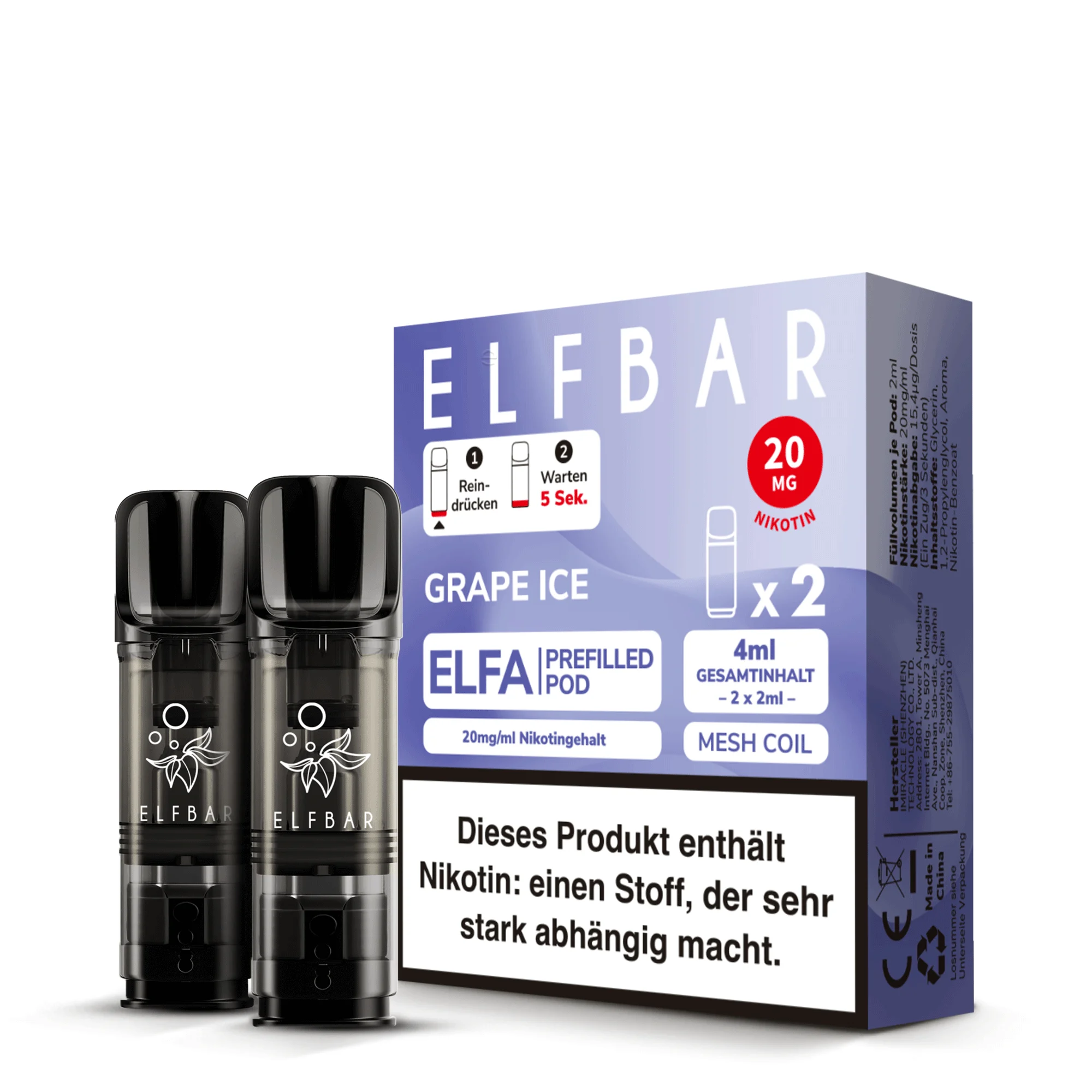 ElfBar ELFA Pods Grape Ice mit Umverpackung
