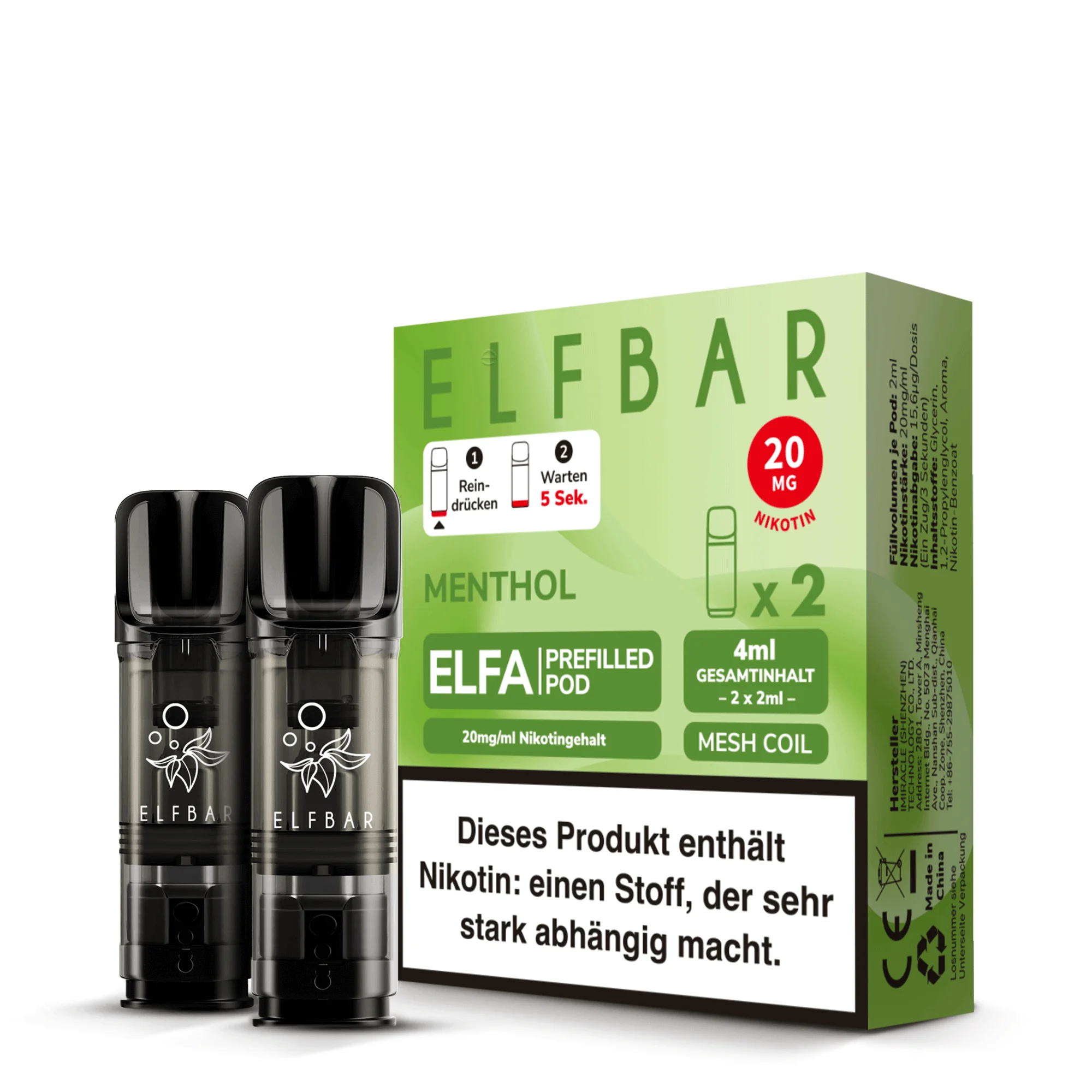 ElfBar ElfBar ELFA Pods Menthol mit Umverpackung