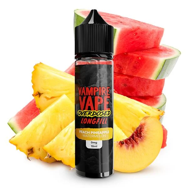 Vampire Vape Overdosed Pineapple Peach Watermelon Aroma – Exotischer Mix aus Ananas, Pfirsich & Wassermelone, 10 ml in 60 ml Longfill-Flasche