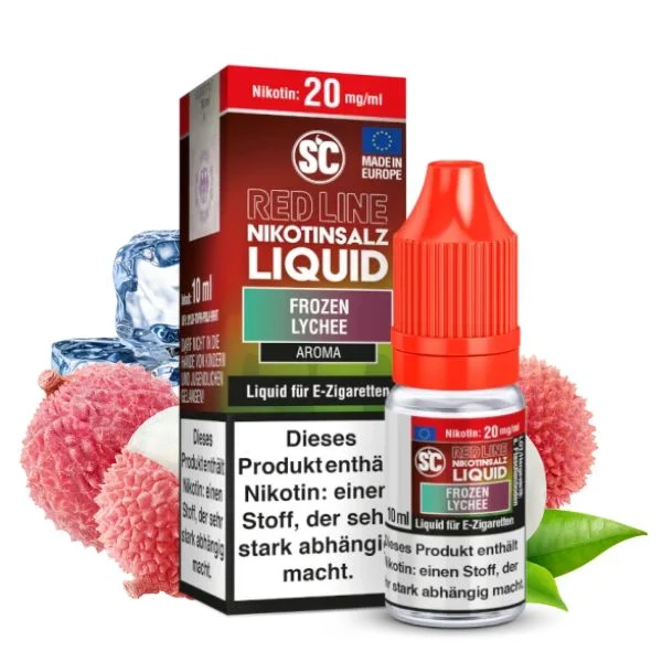 SC Red Line Frozen Lychee Nikotinsalz Liquid 10ml mit Litschi-Früchten und Verpackung