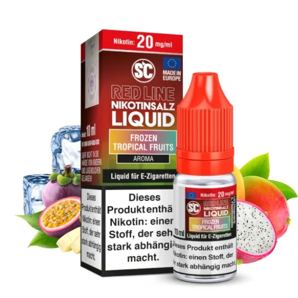 SC Red Line Frozen Tropical Fruit Nikotinsalz Liquid 10ml mit tropischen Früchten und Verpackung