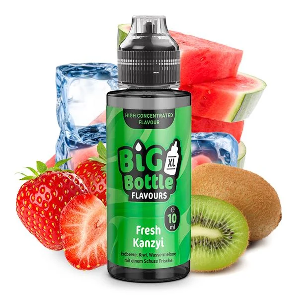 Big Bottle Aroma Fresh Kanzyi – Erdbeere, Kiwi & Wassermelone mit Frischekick, 10 ml in 120 ml Longfill-Flasche