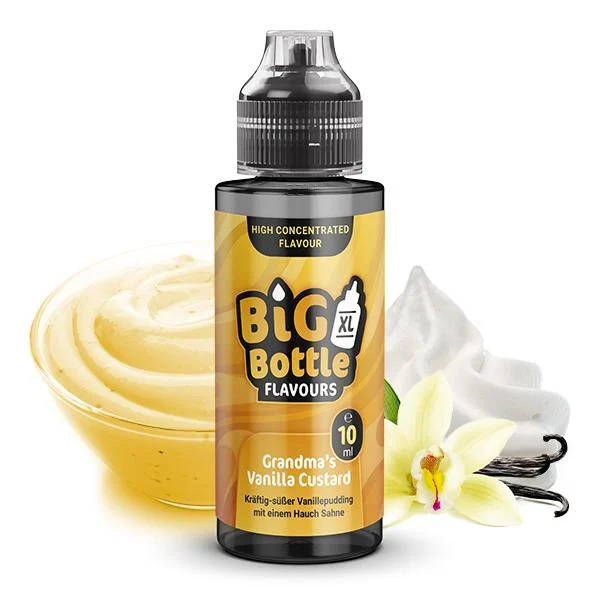 Big Bottle Aroma Grandma’s Vanilla Custard – Cremiger Vanillepudding mit sahniger Süße, 10 ml in 120 ml Longfill-Flasche