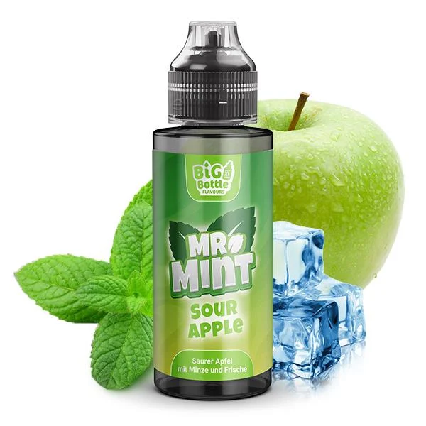 Big Bottle Mr. Mint Aroma Sour Apple – Saurer Apfel mit frischer Minze, 10 ml in 120 ml Longfill-Flasche