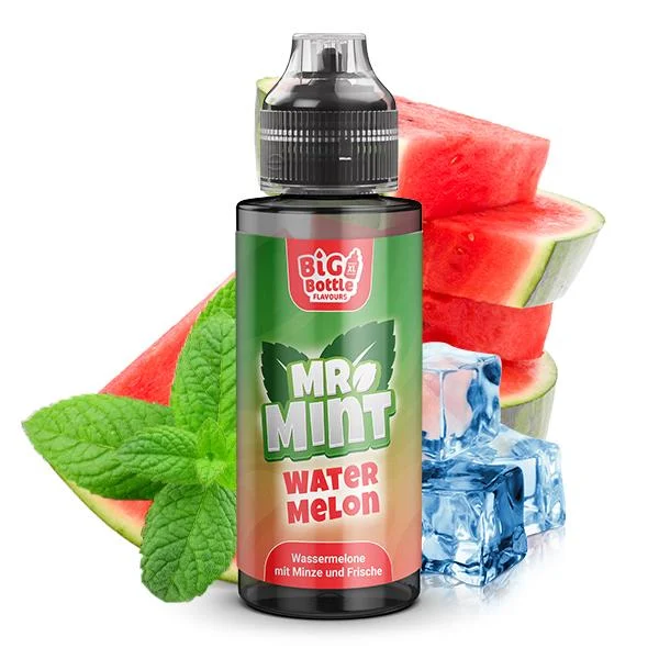 Big Bottle Mr. Mint Aroma Watermelon – Frische Minze mit saftiger Wassermelone, 10 ml in 120 ml Longfill-Flasche