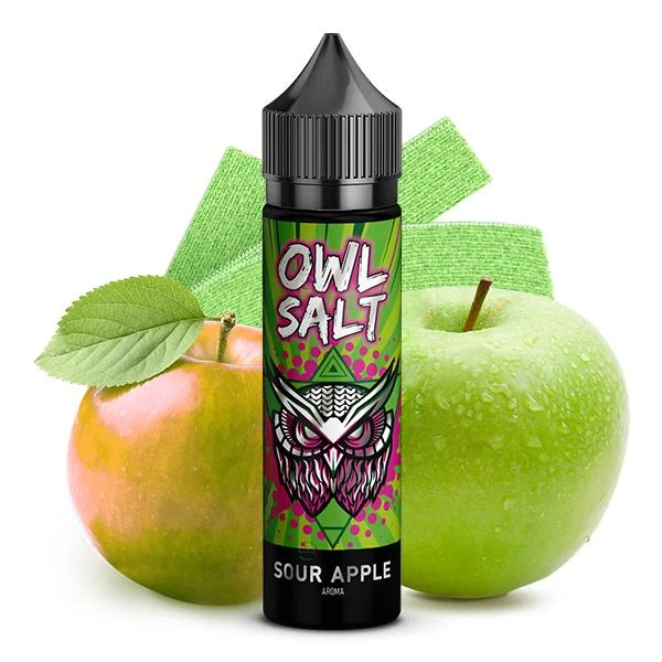 OWL Salt Longfill Sour Apple Aroma – Süß-saure Drachenzungen mit knackigem Apfelgeschmack, 10 ml in 60 ml Flasche