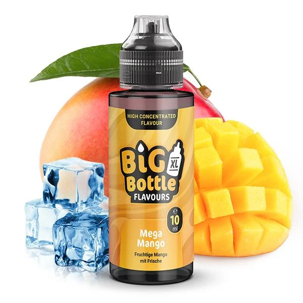 Big Bottle Mega Mango Aroma – Saftige Mango mit sanfter Frische, 10 ml Aroma in 120 ml Longfill-Flasche