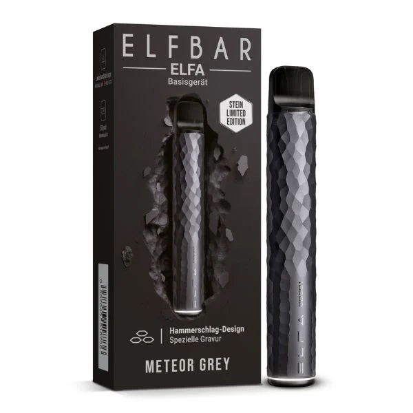 ElfBar ELFA Akkuträger Limited Edition in Meteor Grey mit Steinoptik und Verpackung