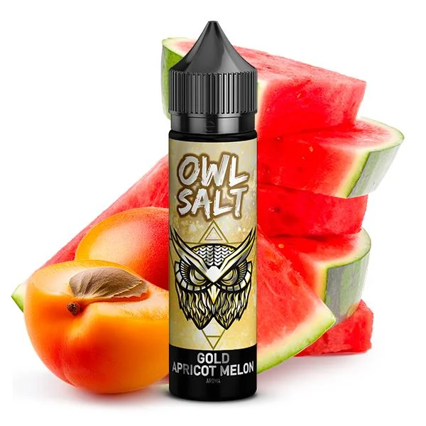 OWL Salt Longfill Gold Apricot Melon Aroma – Fruchtige Aprikose mit saftiger Wassermelone, 10 ml Aroma in 60 ml Longfill-Flasche