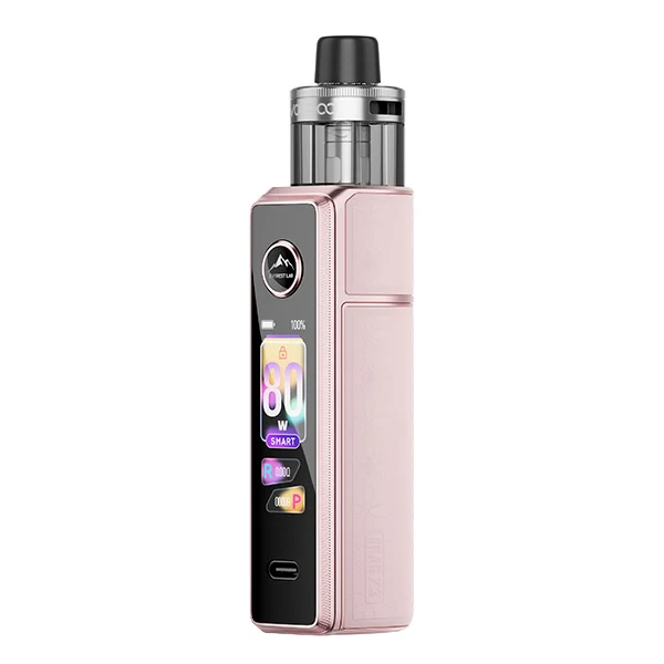 VooPoo Drag X3 Pod Kit Glow Pink mit rosafarbenem Gehäuse und Touchscreen